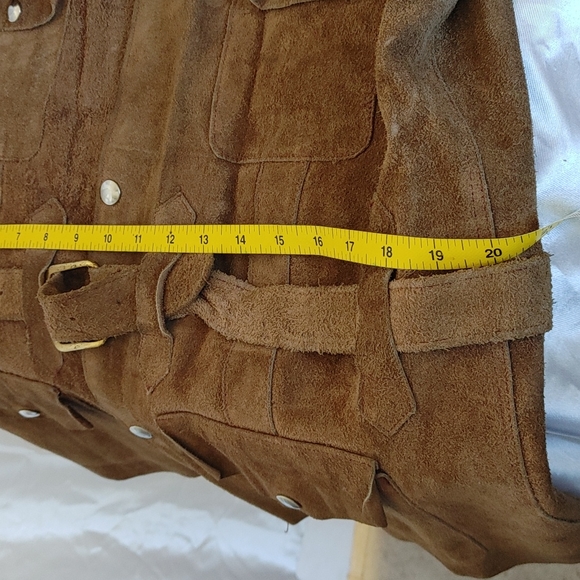 Vintage rugged suede snap front jacket L with belt - Picture 8 of 10